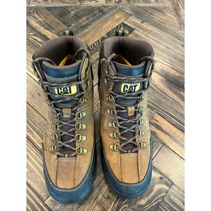 CAT Caterpillar WorkWear Boot Men 12 Leather Brown Lace Up Oil Resistant Comfort